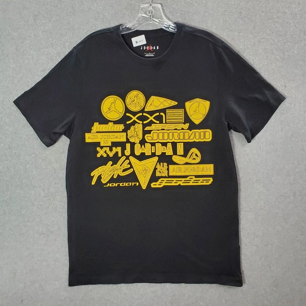 Air Jordan Men Shirt Large‎ Black GFX Logo Lifestyle 23 Crew Neck Short Sleeve